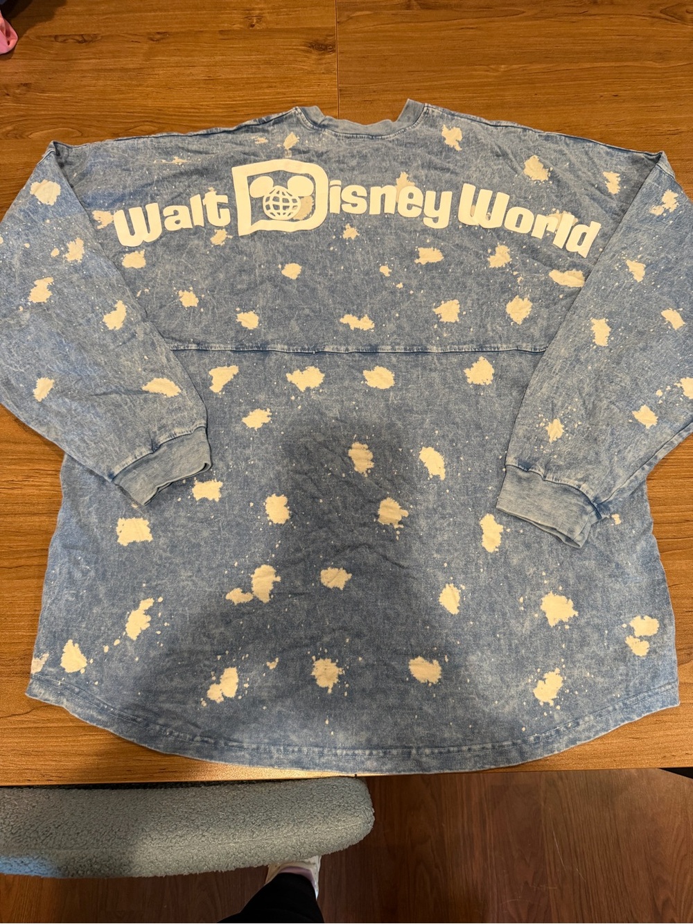 Walt Disney World Men's Long Sleeve Bleach-Splatter Jersey - Blue